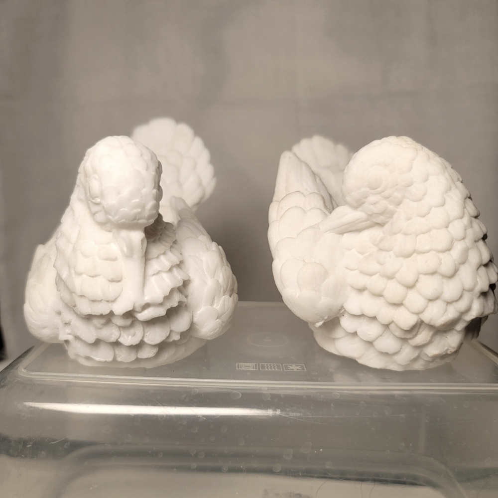 VTG. A. Santini Alabaster White Doves. Set of 2.  (945)